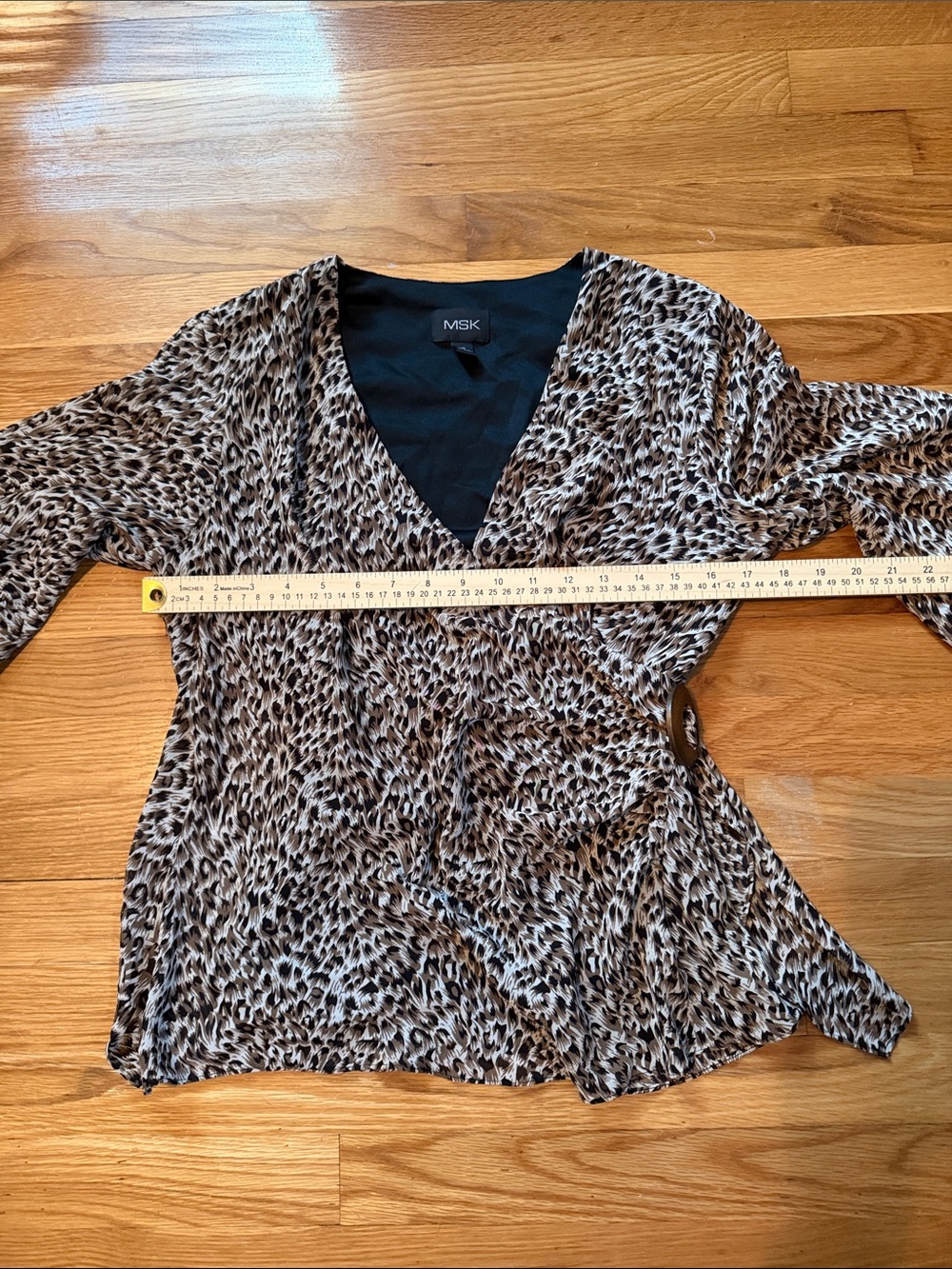MSK Leopard Print Wrap Top - Taupe and Black - Picture 7 of 12